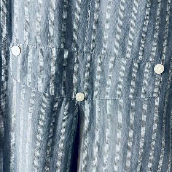 Tulip clothing XL blue white seersucker button front pocket back detail tunic - Picture 9 of 14